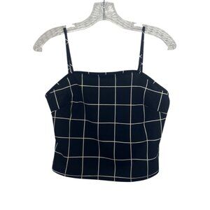 Adara Sleeveless Crop Top XL Black White New WOT Tank Cami Blouse